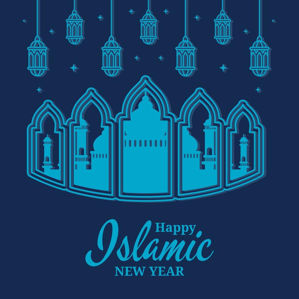 feliz ano novo islâmico fundo vetor