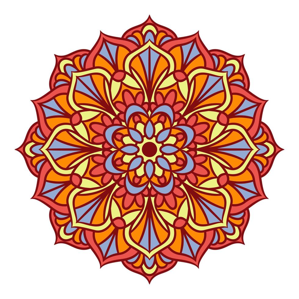 padrão de ornamento redondo mandala étnica com colorido vetor