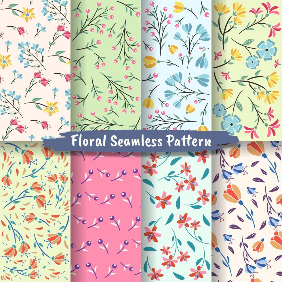 conjunto de padrão floral abstrato sem costura vetor