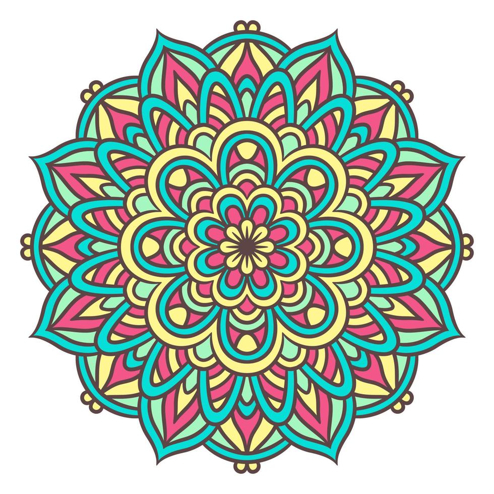 padrão de ornamento redondo mandala étnica com colorido vetor