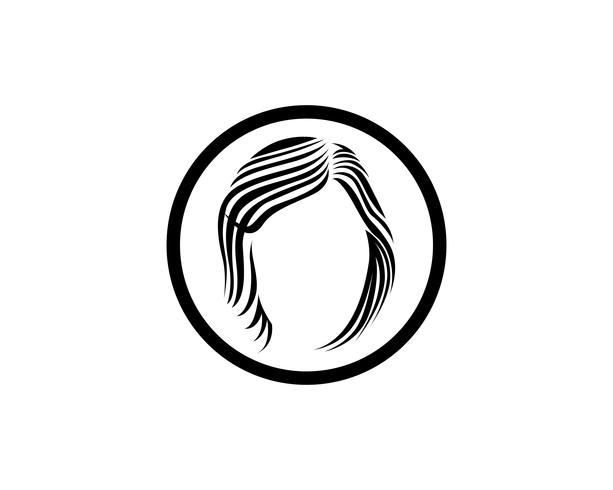 logotipo de mulher e rosto de cabelo e símbolos vetor