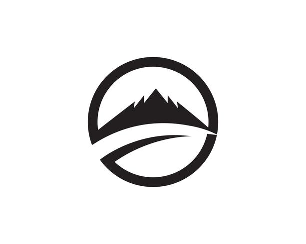 Logotipo da paisagem da natureza da montanha e molde dos ícones dos símbolos. vetor