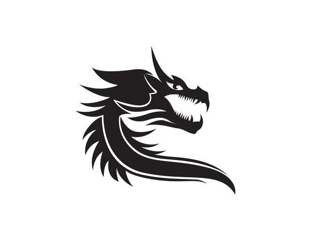 Cabeça dragão cor plana logotipo modelo vector illustration