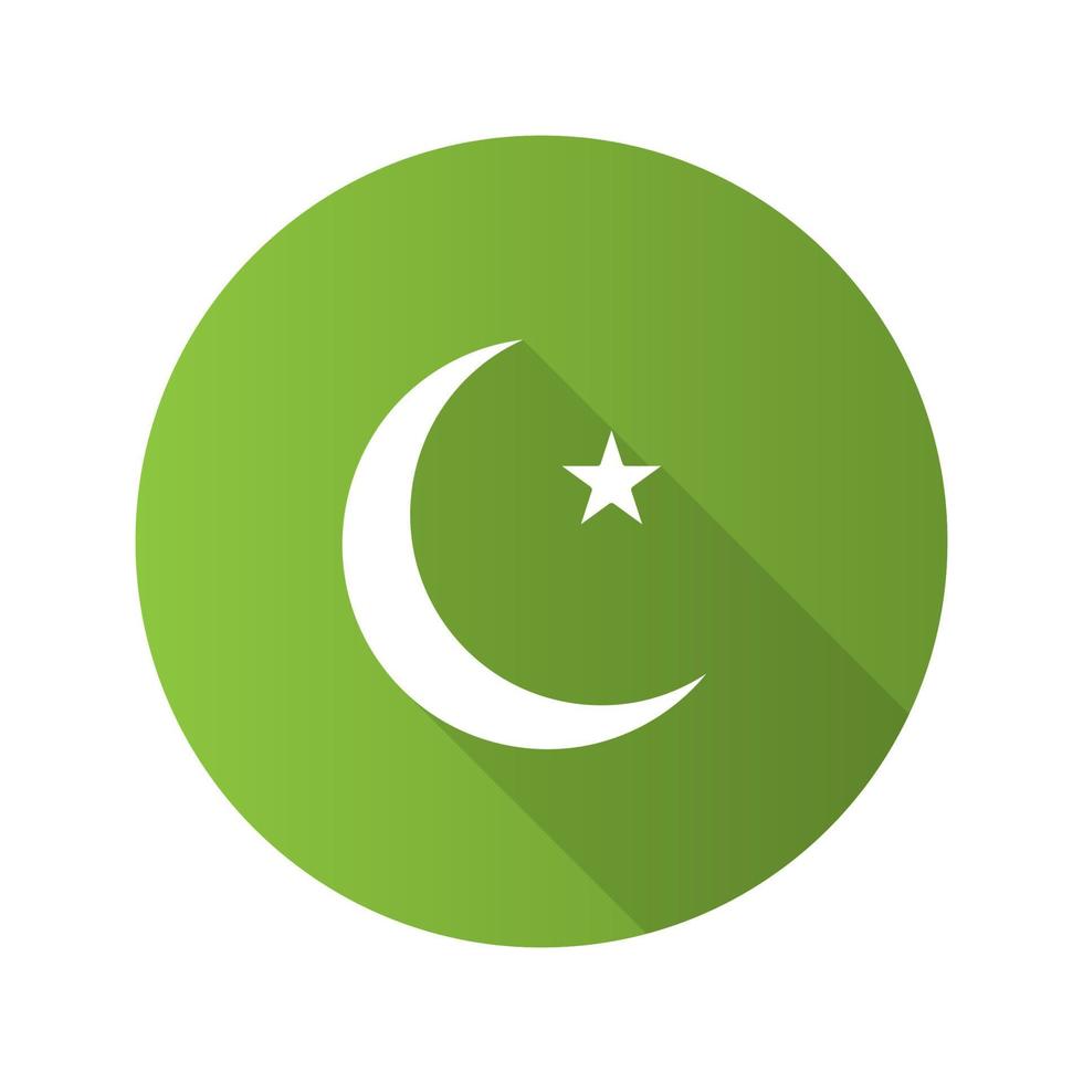 estrela e lua crescente plana design ícone de glifo de sombra longa. bandeira otomana. lua do ramadã. ilustração em vetor silhueta