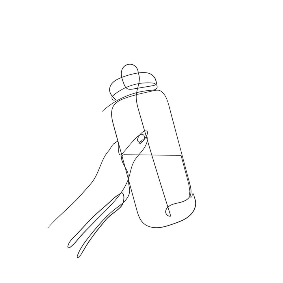 ícone de ilustração de garrafa de fitness de água de desenho de linha contínua isolado vetor