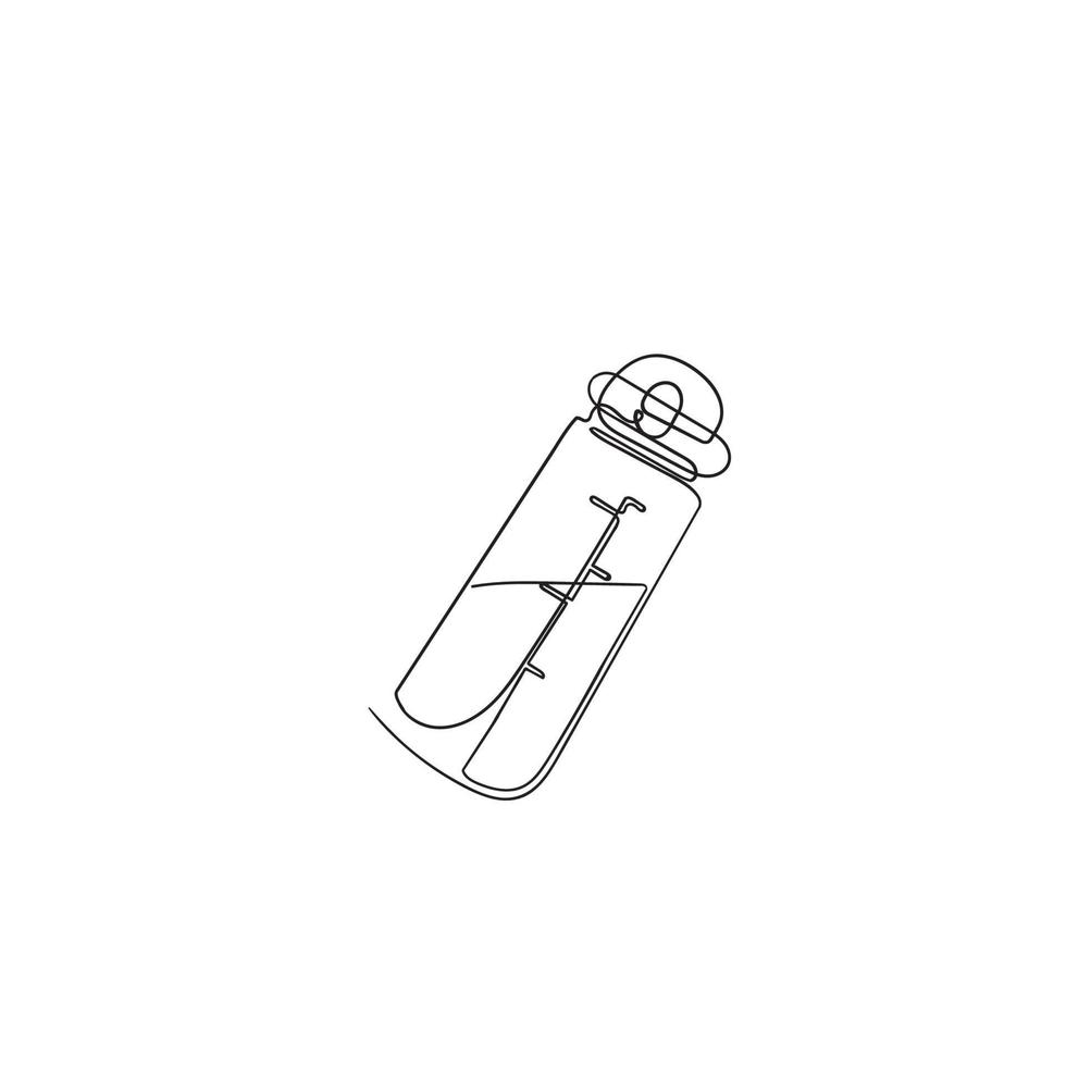 ícone de ilustração de garrafa de fitness de água de desenho de linha contínua isolado vetor