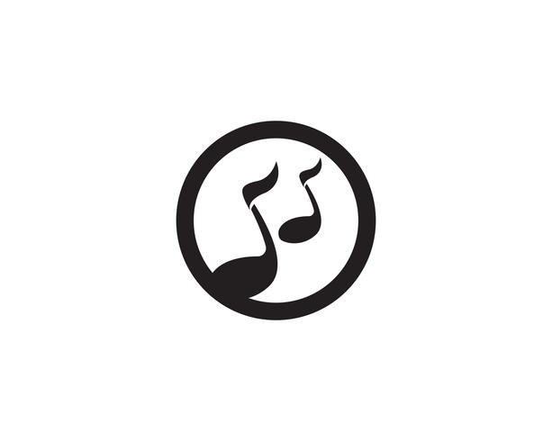 Modelo de logotipo e ícones de símbolos de nota de música vetor