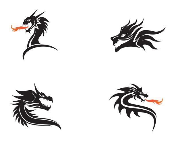 Cabeça dragão cor plana logotipo modelo vector illustration