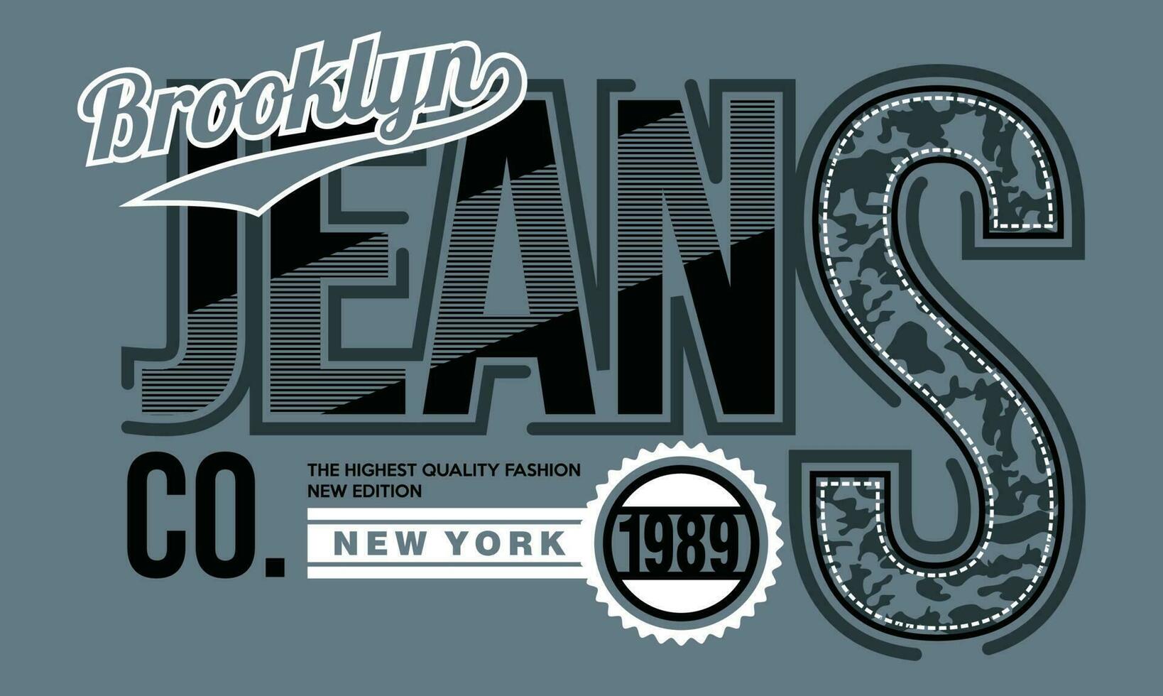 elemento da moda masculina e ilustração de design.vector gráfico tipografia moderna jeans brooklyn. vetor