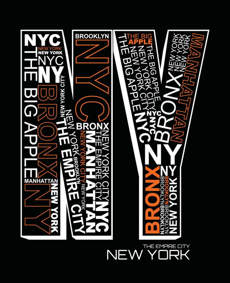 ny new york elemento de moda masculina e cidade moderna em design gráfico de tipografia. ilustração vetorial. tshirt, roupas, vestuário e outros usos vetor