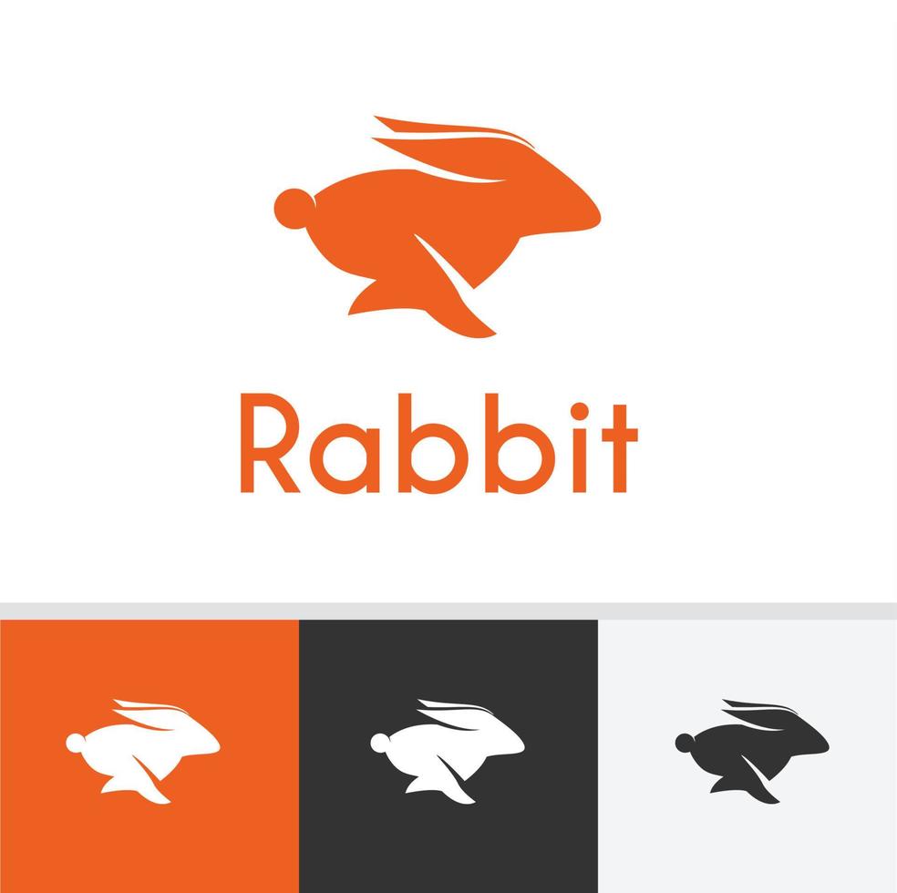 logotipo de coelho e ilustração vetorial de conceito de ícone, sinal de coelho e silhueta de símbolo com quatro tipos de escolha, design plano vetor