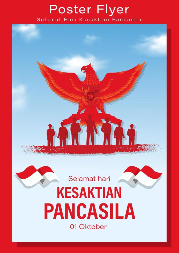 hari kesaktian pancasila, feriado indonésio pancasila day illustration.translation 01 de outubro, feliz dia de pancasila. adequado para cartão e banner vetor