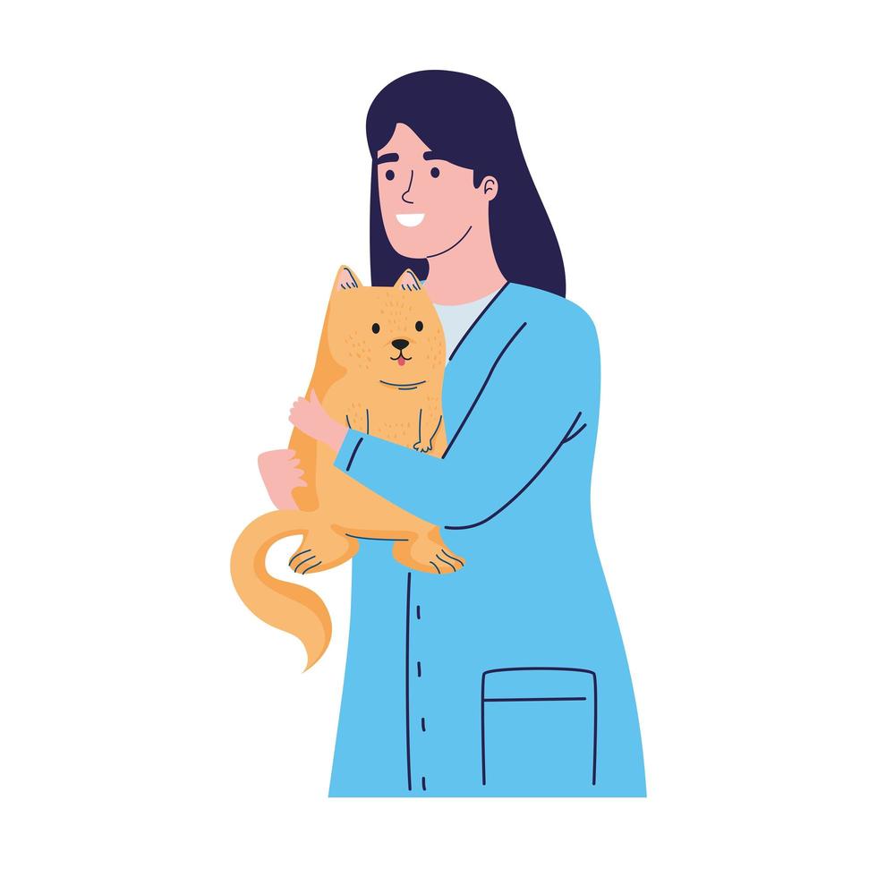veterinário carregando gato vetor