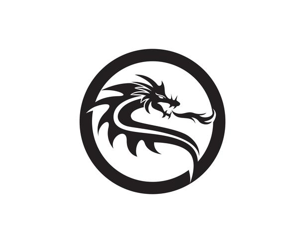 Cabeça dragão cor plana logotipo modelo vector illustration