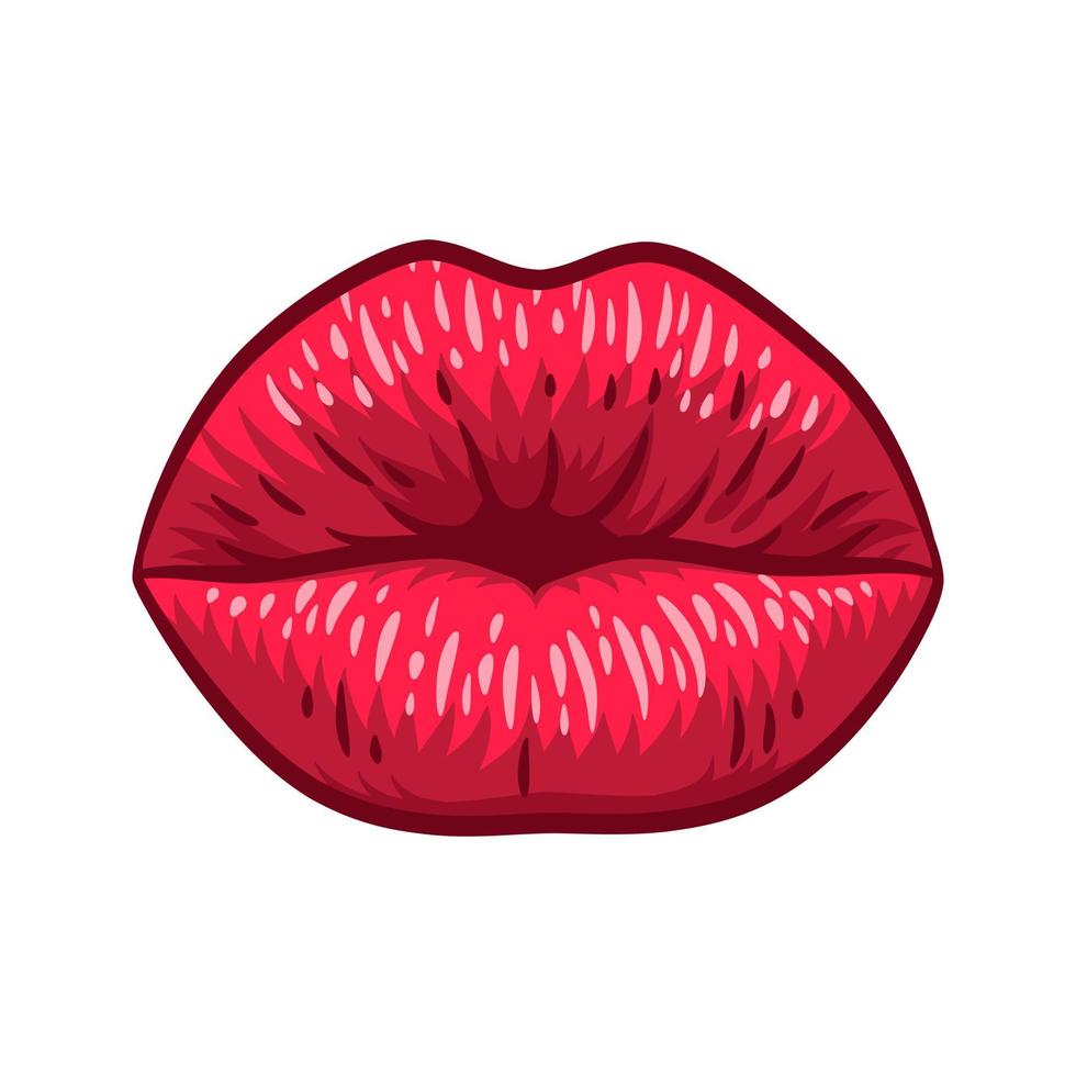 ilustração vetorial de lábios femininos de beleza, estilo pop art de lábios femininos vetor