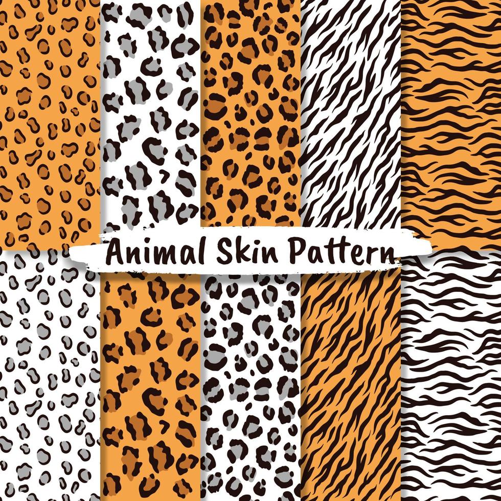 padrões sem emenda de vetor definido com textura de pele animal.