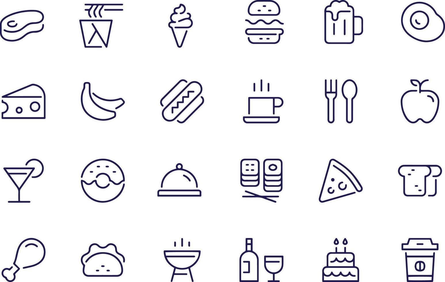 design de vetor de ícones de linha regular de comida