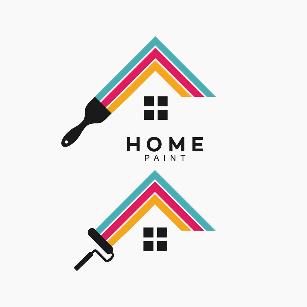 vetor de design de logotipo de casa de pintura colorida, vetor de conceito de design de logotipo de pintura de casa, serviço de pintura de casa em casa vetor de modelo de design de logotipo para colorir