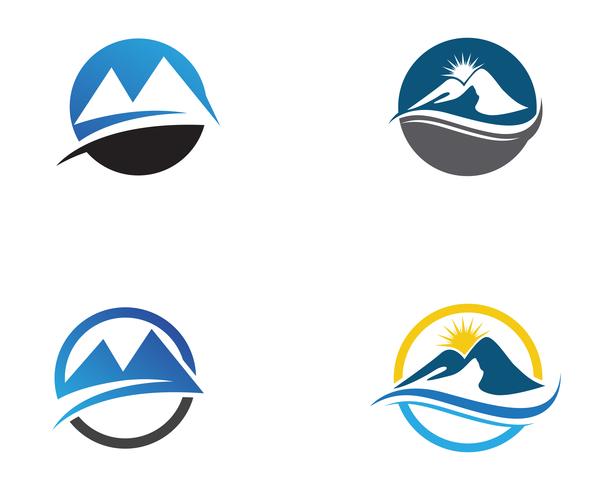 Logotipo de paisagem natureza montanha e modelo de ícones de símbolos vetor