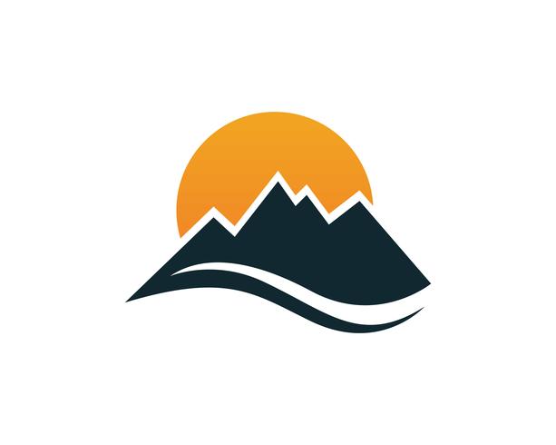 Logotipo de paisagem natureza montanha e modelo de ícones de símbolos vetor