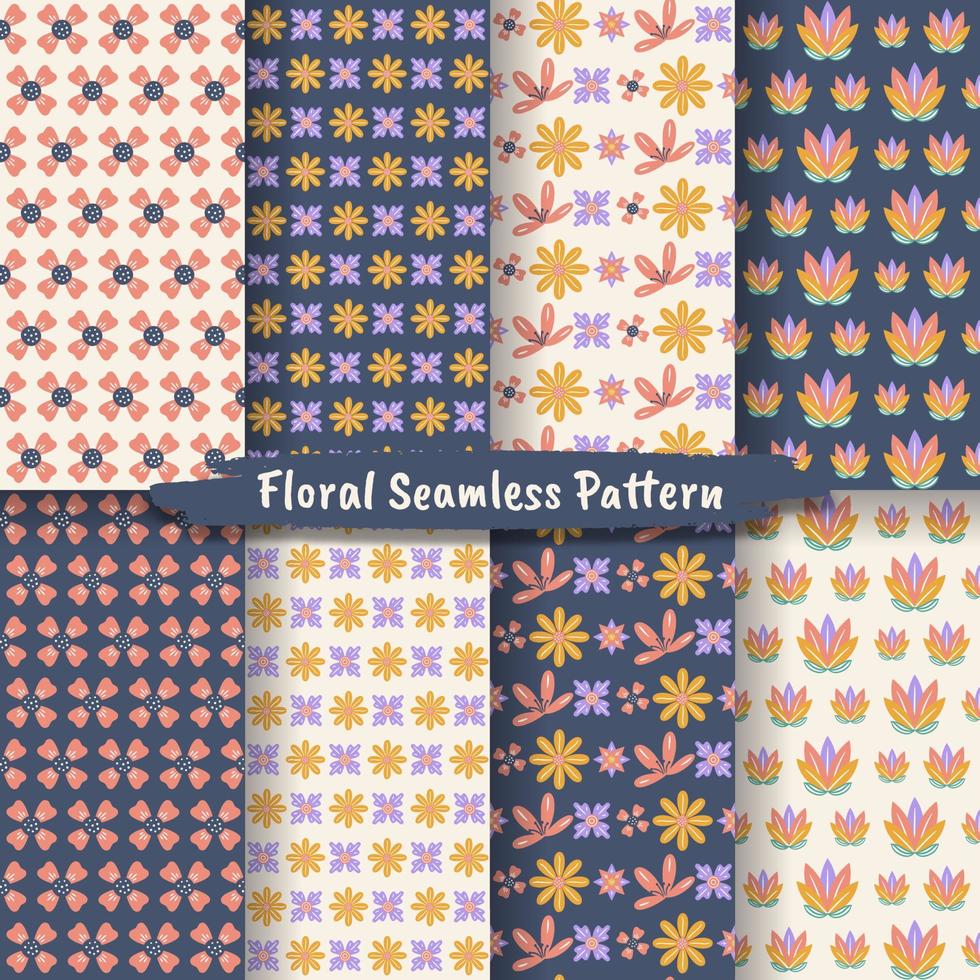 conjunto de padrão floral vintage sem costura vetor
