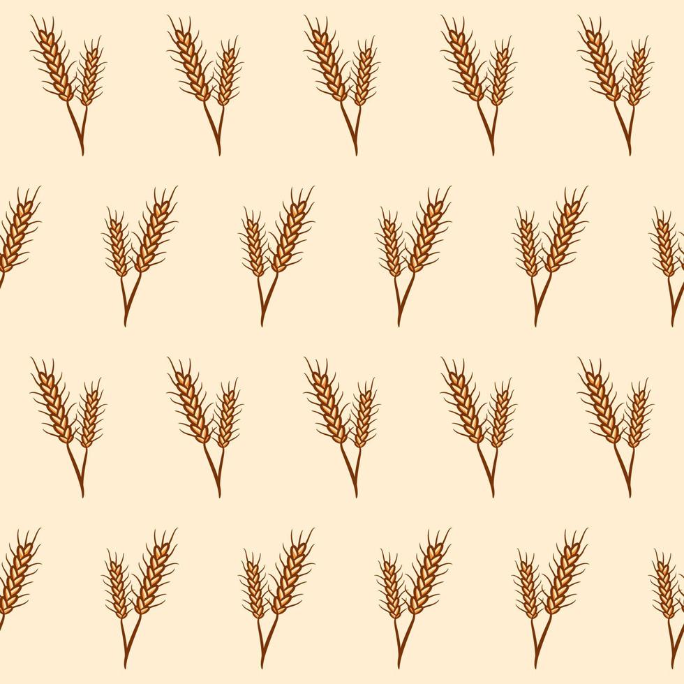 fundo de padrão sem costura de trigo desenhado à mão vetor