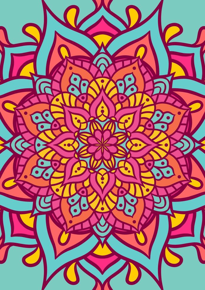 padrão de ornamento redondo mandala étnica com colorido vetor