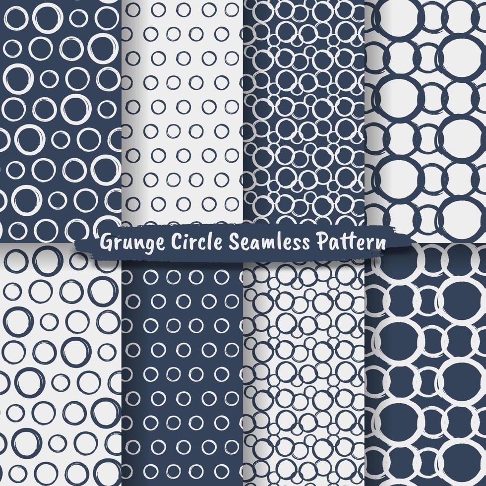 conjunto de padrão geométrico de círculo grunge sem costura vetor