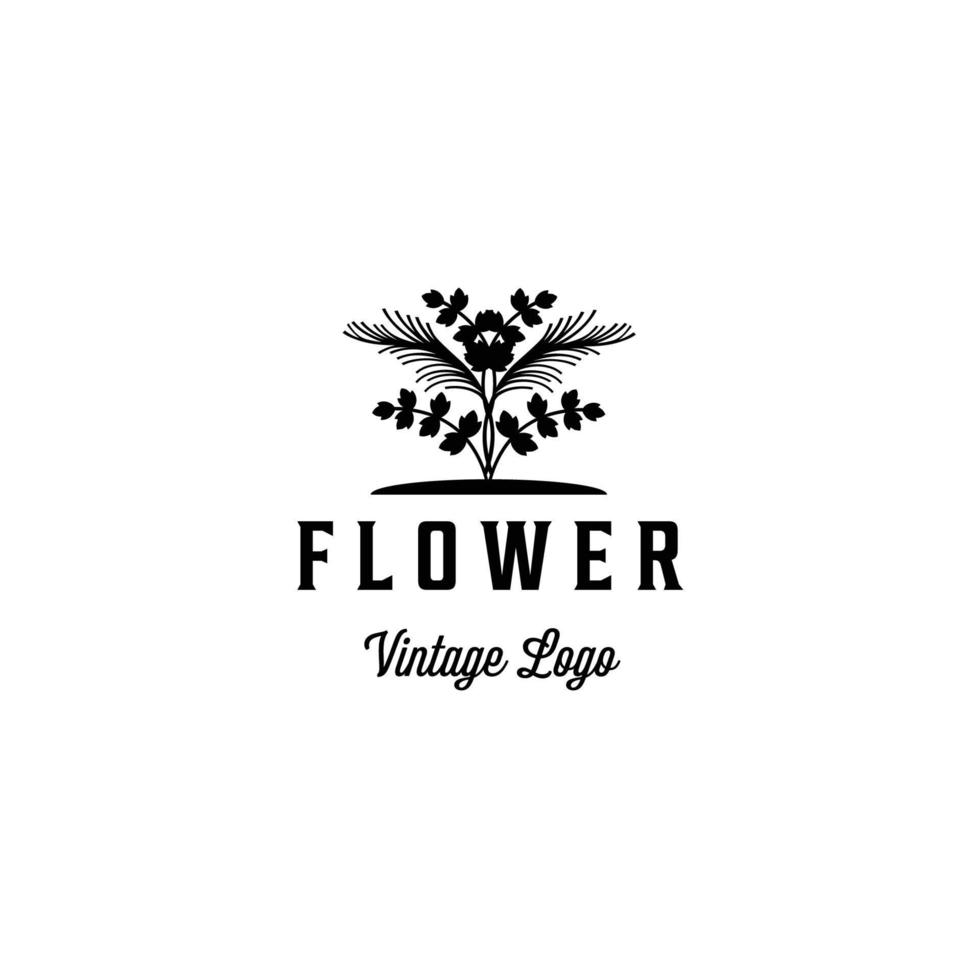 design de ilustração de ícone vintage de logotipo de flor vetor