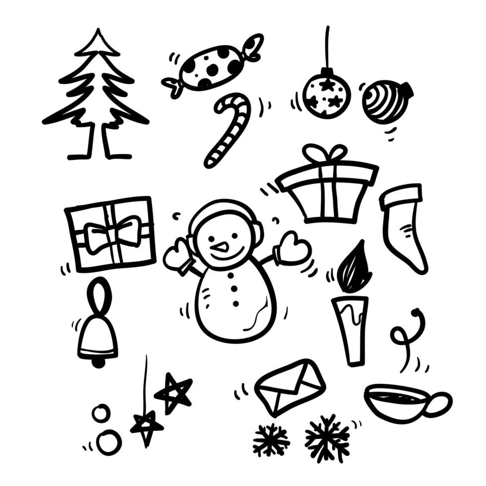 doodle desenhado à mão ícone de ilustração de elemento de natal fundo isolado vetor