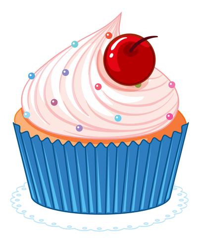 Cupcake bonito dos desenhos animados-de-rosa vetor