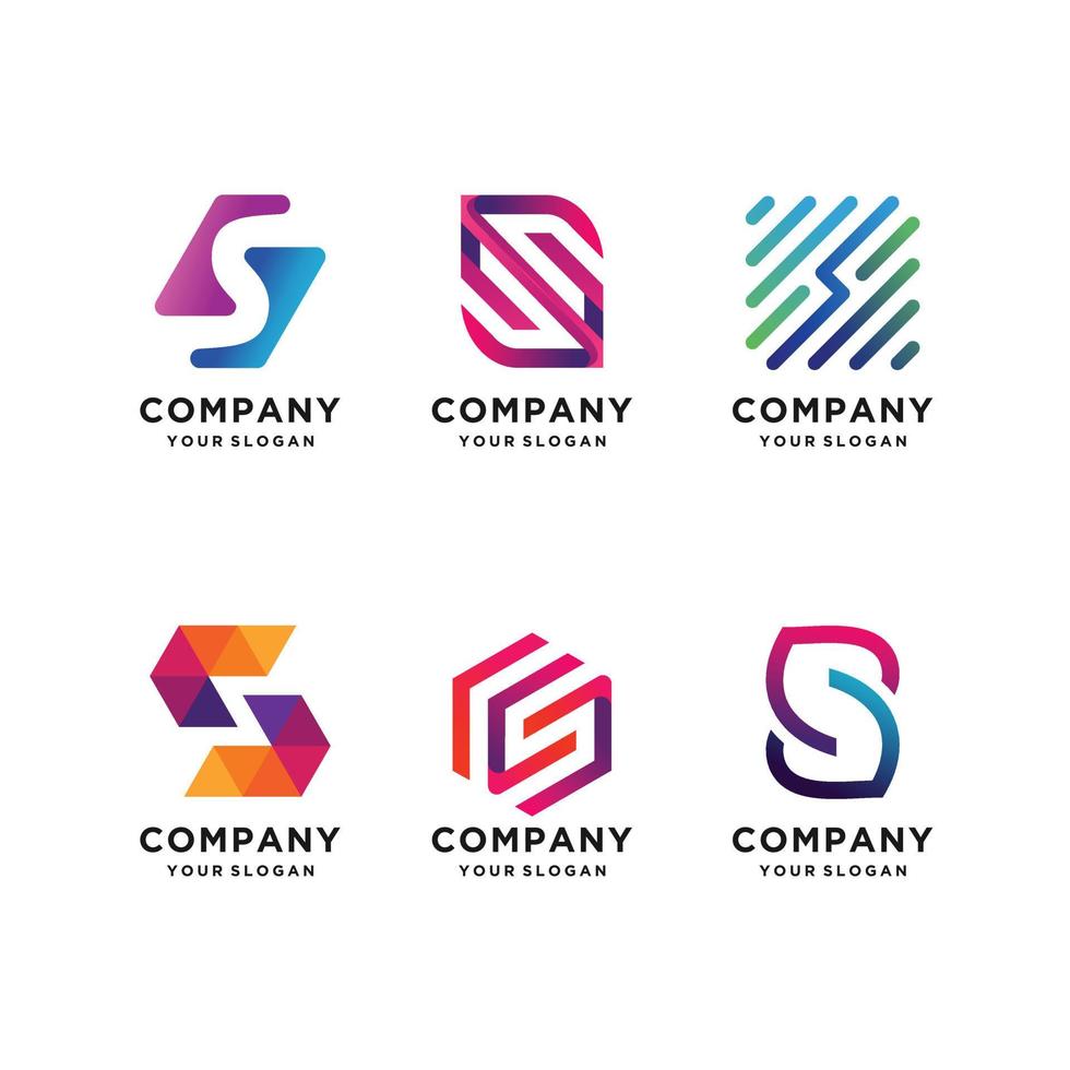 conjunto de coleção de design de logotipo de letra s, moderno, gradiente, abstrato, vetor de carta premium