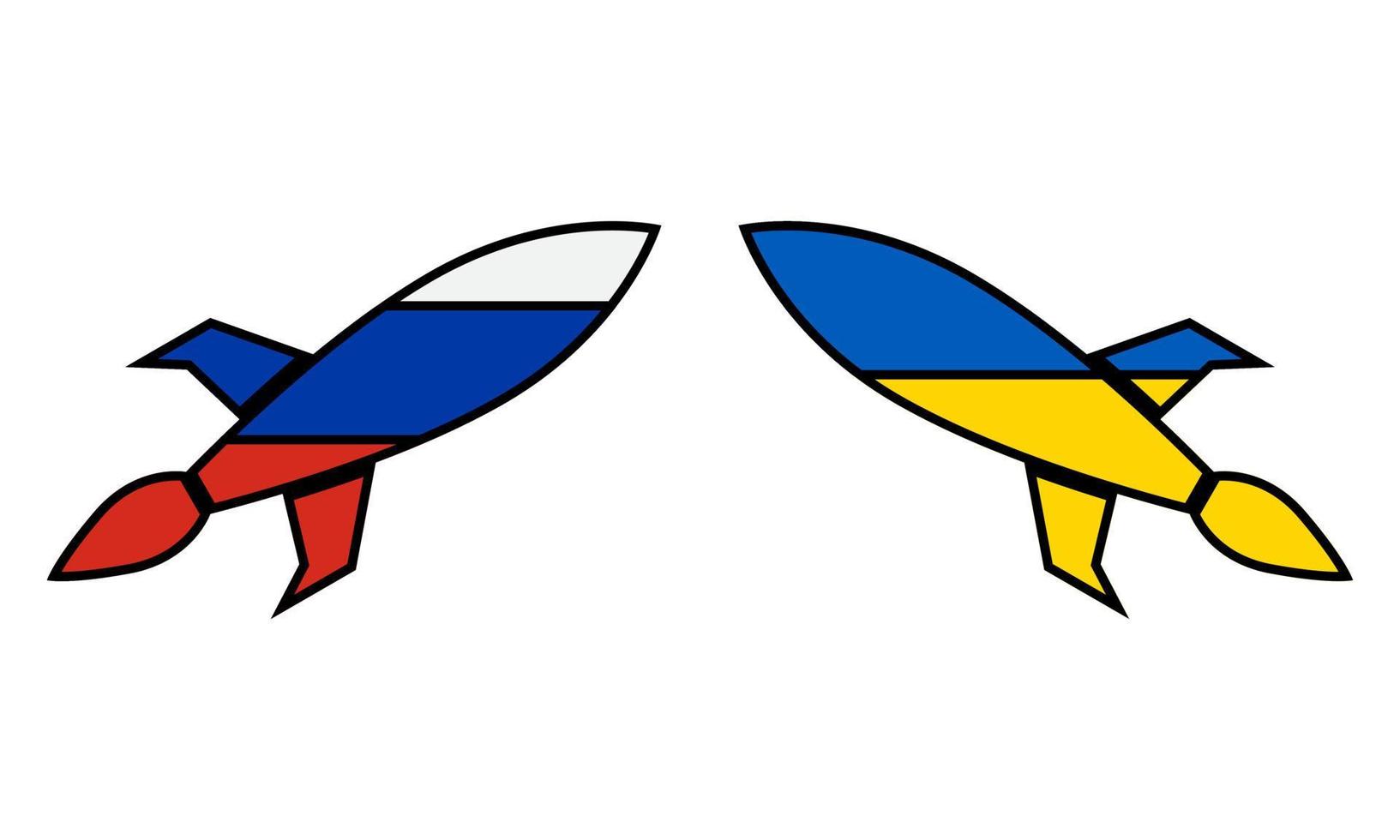 rússia vs ucrânia míssil bandeira ícone design ilustração vetorial. vetor