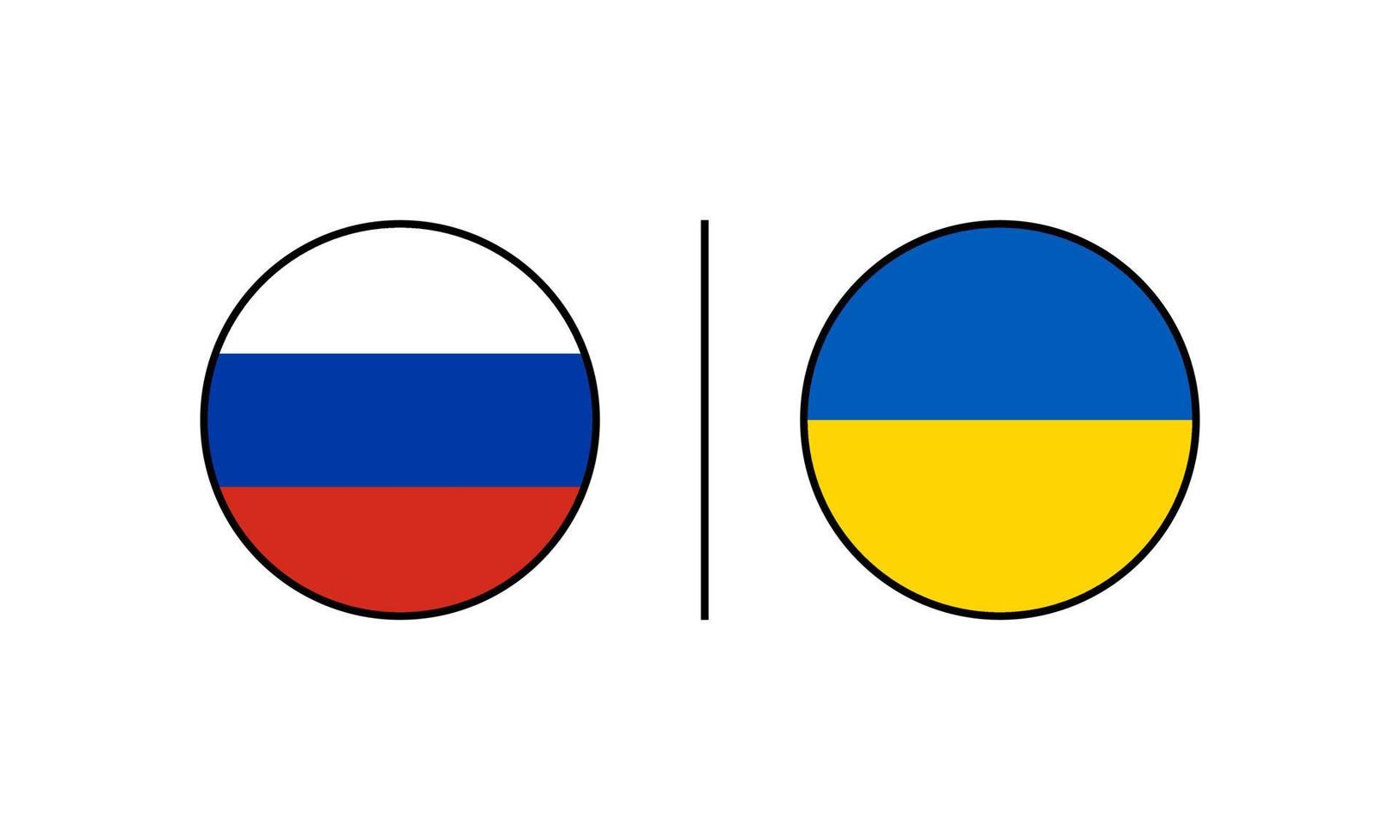 Rússia e Ucrânia rodada bandeira desgin vector illsatration.