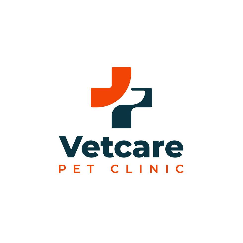logotipo de cuidados veterinários. logotipo do hospital de cuidados de saúde da clínica vetor