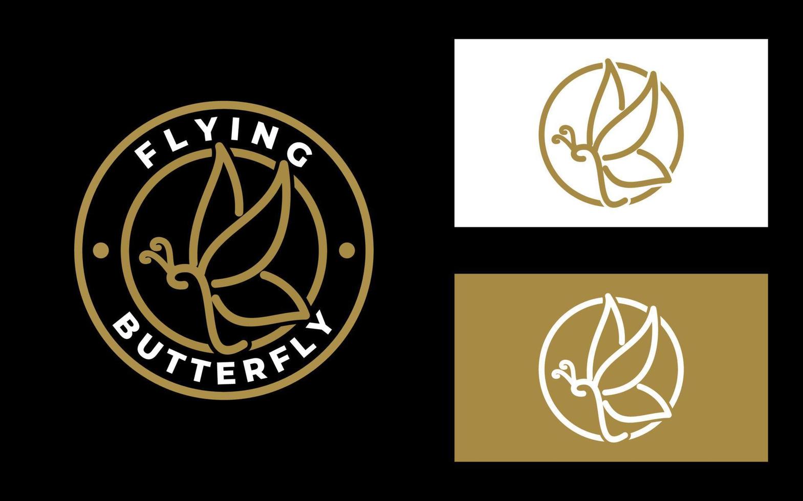 logotipo de etiqueta de selo de borboleta voadora beautyfull com estilo de arte de linha minimalista simples vetor
