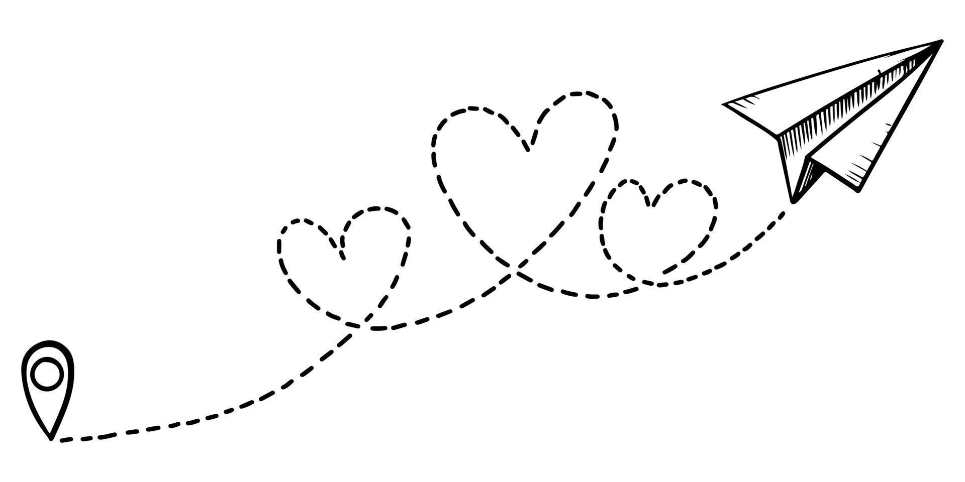 conjunto de ícone de avião de papel doodle. avião de papel desenhado à mão. ilustração vetorial. vetor