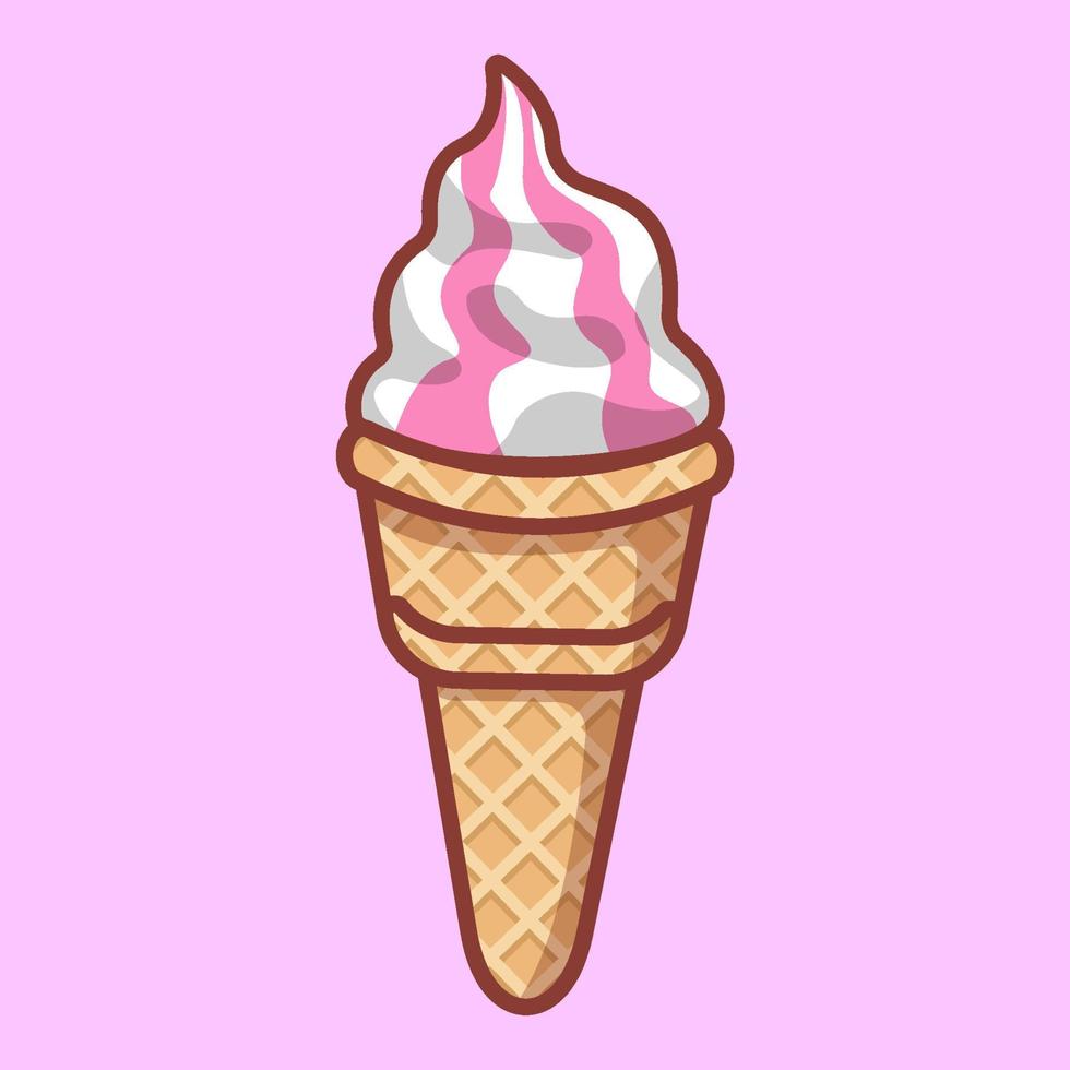 ilustração vetorial de morango de sorvete rosa fofo vetor