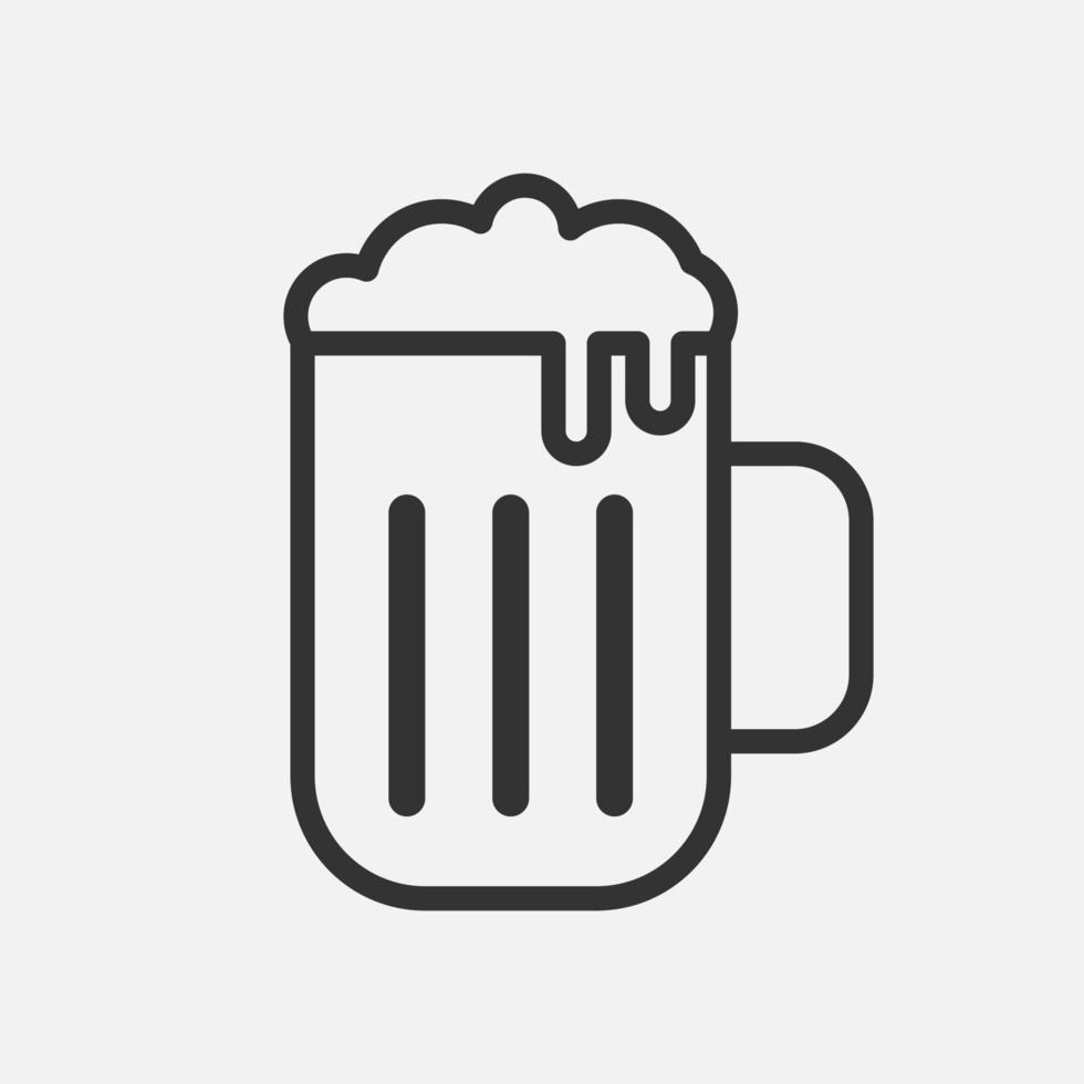 ícone de vetor de linha de cerveja isolado no fundo branco