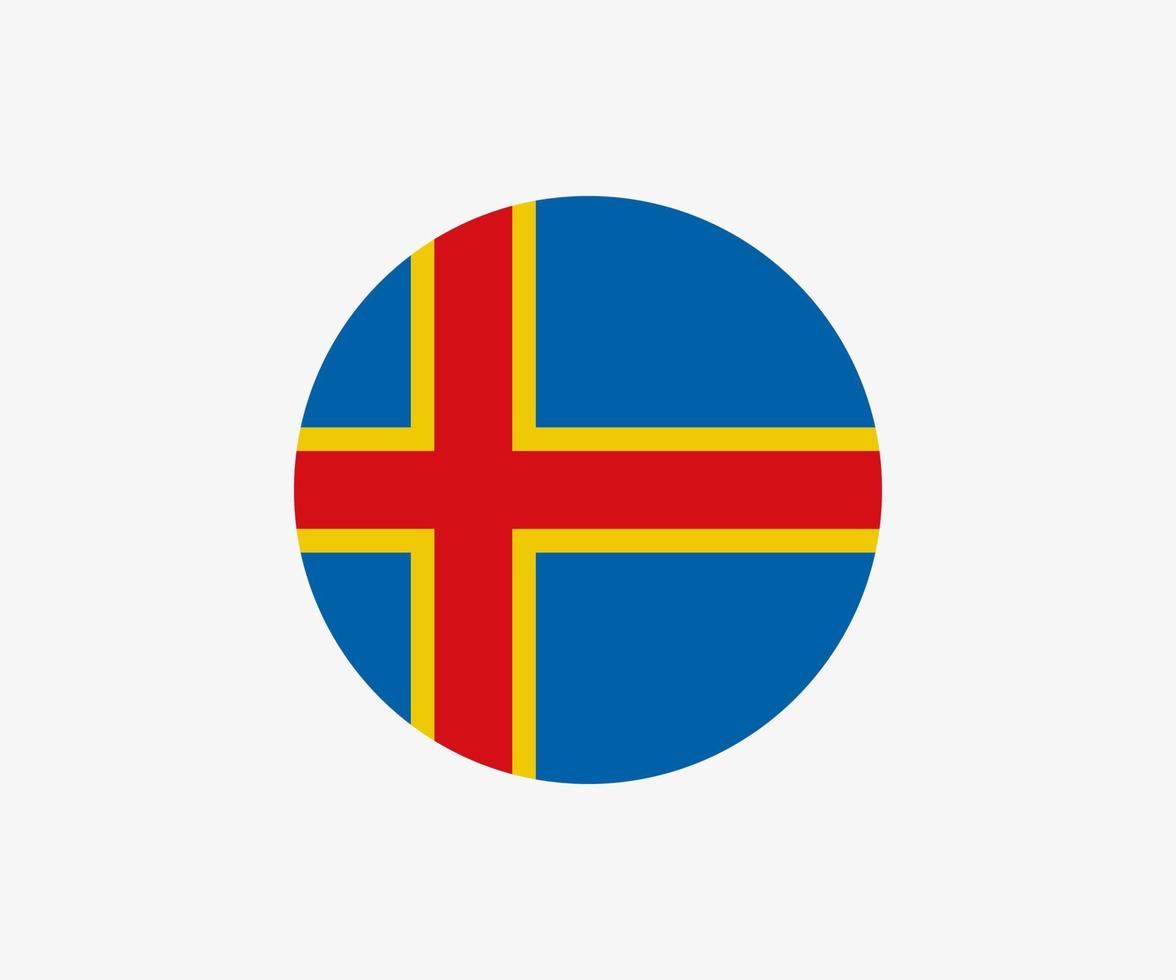 ícone de vetor de bandeira alandic redondo isolado no fundo branco. a bandeira das ilhas aland em um círculo