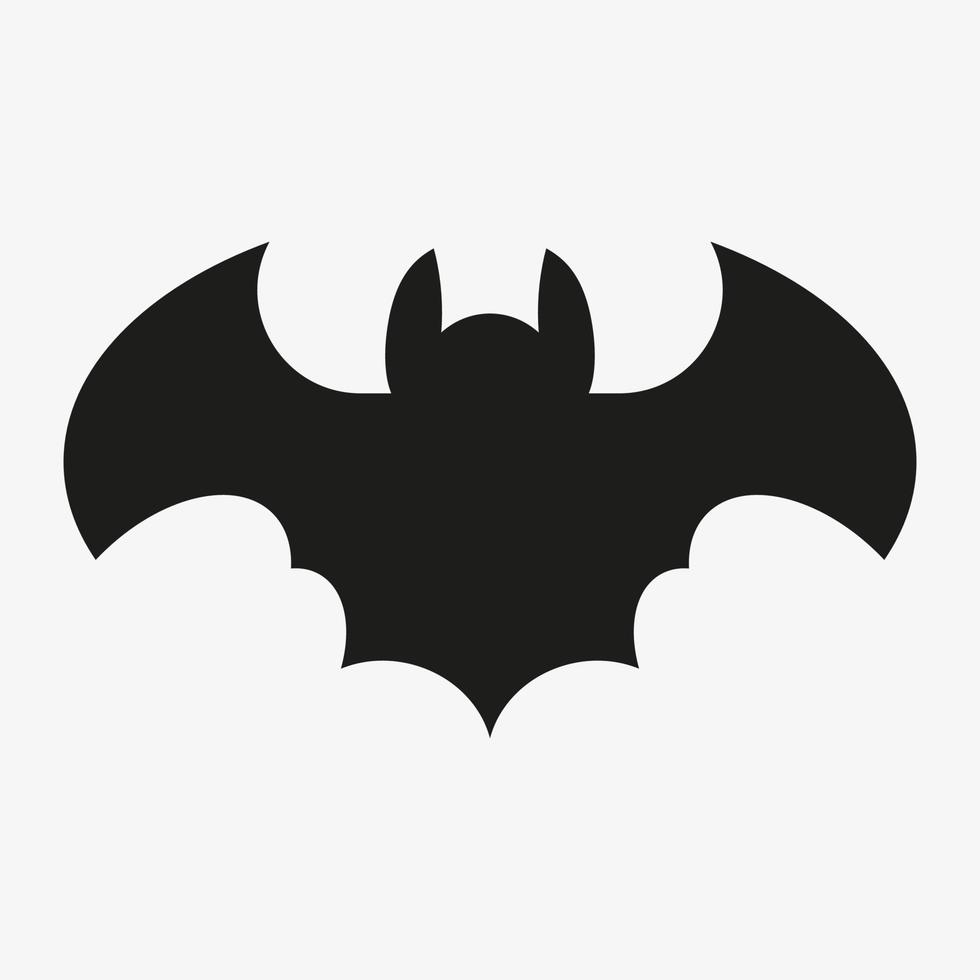 silhueta de vetor preto de um morcego em fundo branco. ícone de vetor gráfico isolado. ilustração de morcego simples. animais do dia das bruxas
