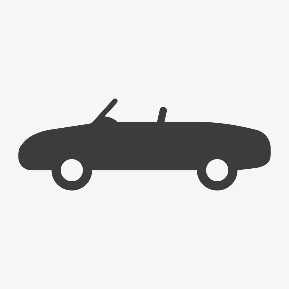 ícone de vetor de carro esportivo. roadster, conversível, símbolo cabriolet