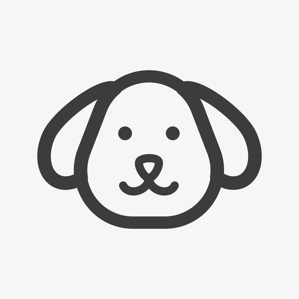 ícone de vetor cão isolado no fundo branco. pictograma de cabeça de cachorro