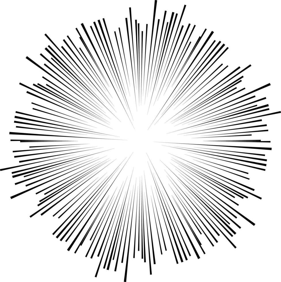 explosão de linha de velocidade radial preta para design de plano de fundo ou modelo de desenho animado. elemento de design de quadrinhos. linhas de movimento abstrato. padrão de listras de vetor. vetor