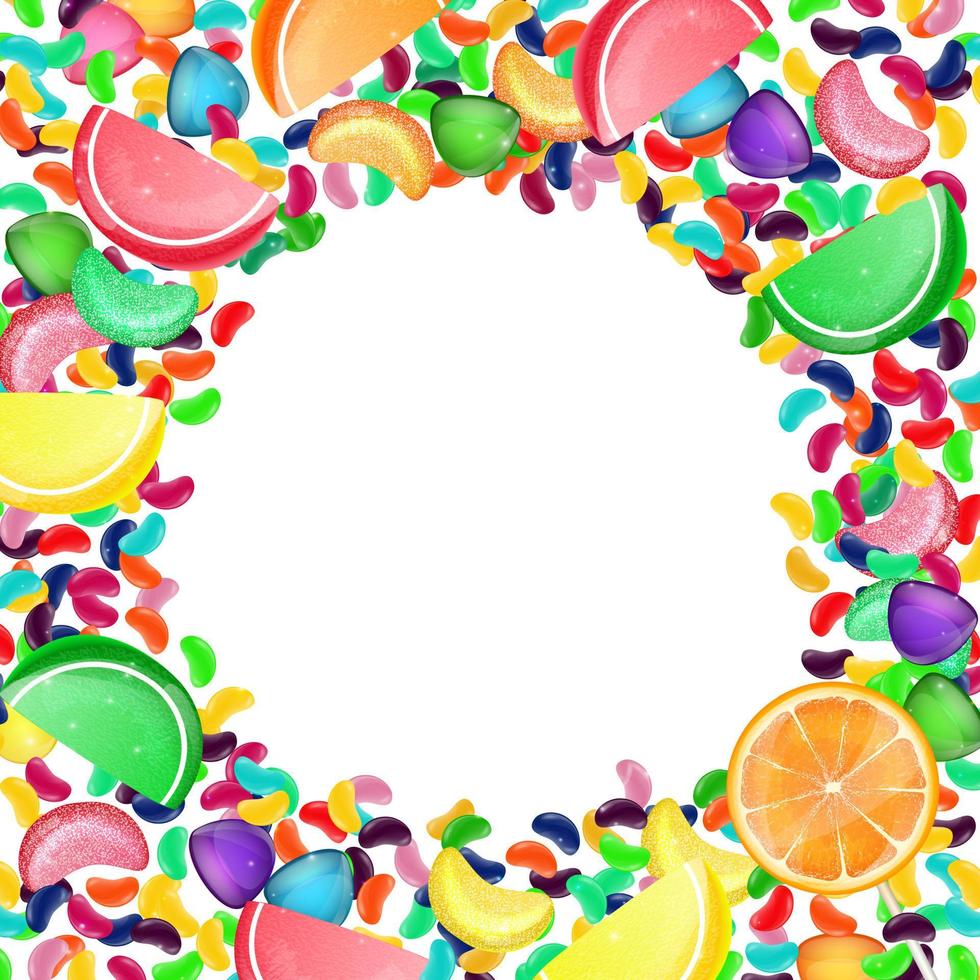 fundo de doces coloridos com jujubas e balas de geleia. vetor