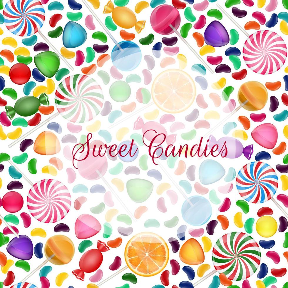 fundo de doces coloridos com jujubas e balas de gelatina vetor