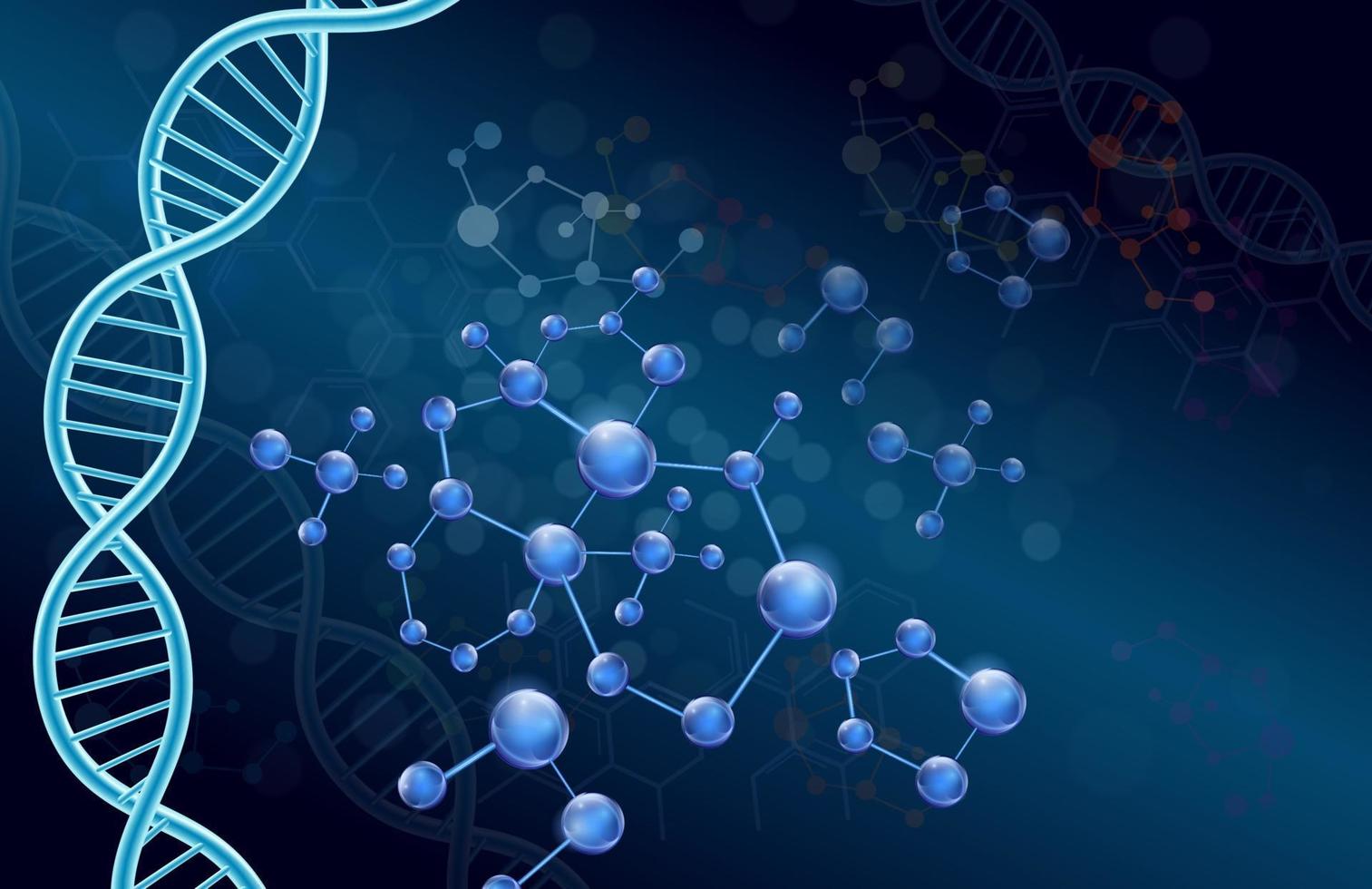 DNA e molecular em background.vector azul vetor
