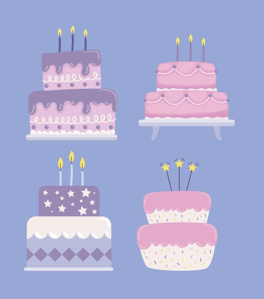 desenhos de bolos de aniversário vetor