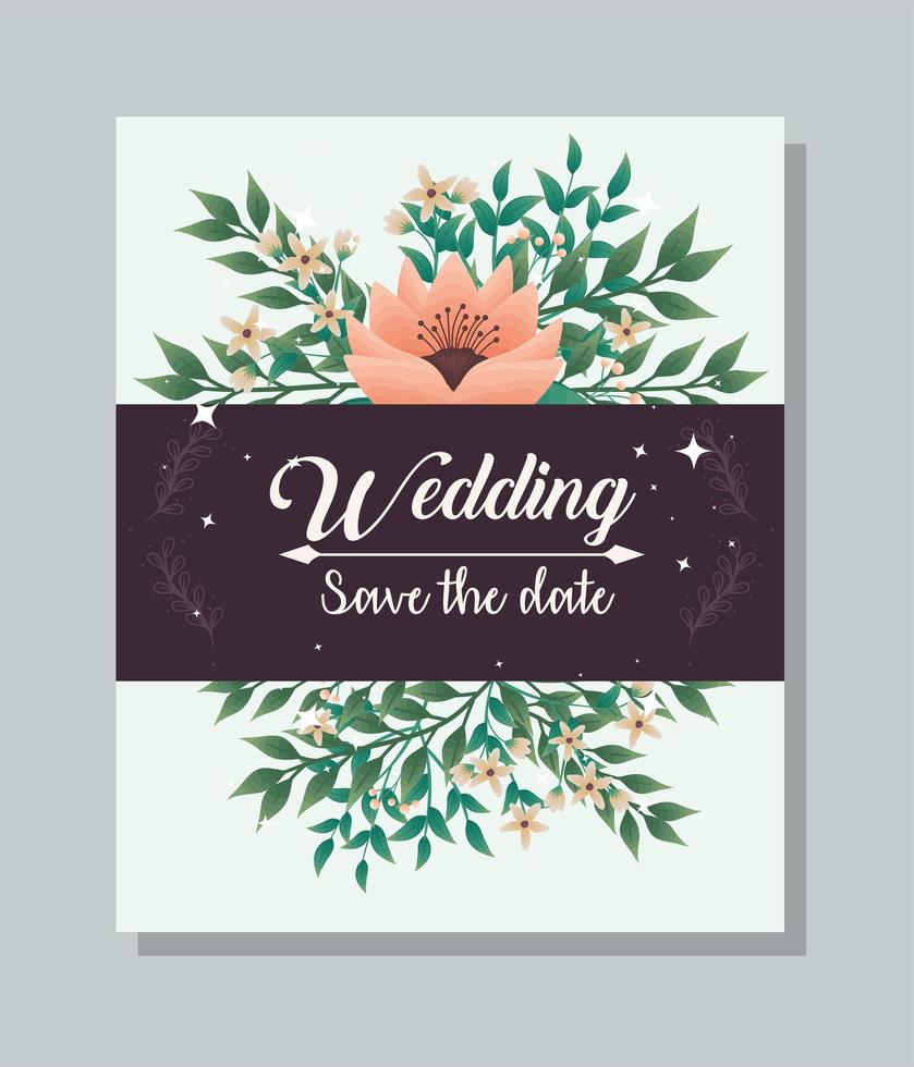 convite de casamento e flores vetor
