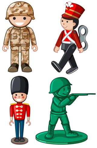 Projetos diferentes de soldados de brinquedo vetor